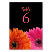 Oranje Roze Gerbera Gerber Daisy Black Wedding Kaart (Achterkant)
