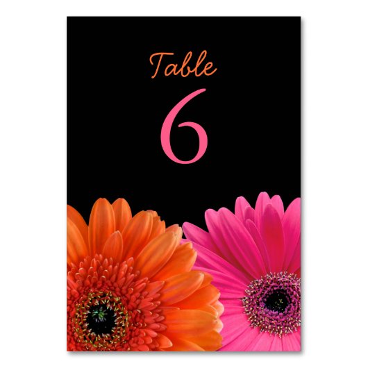 Oranje Roze Gerbera Gerber Daisy Black Wedding Kaart (Voorkant)