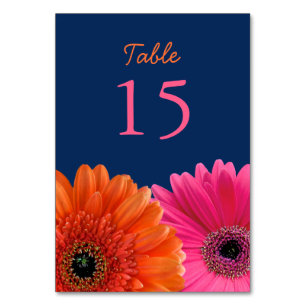 Oranje Roze Gerbera Gerber Daisy Navy Wedding Kaart
