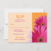Oranje Roze Gerbera Madeliefjes Trouw RSVP Kaart (Voorkant)