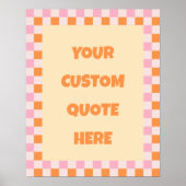 Oranje & Roze Geruite Retro Patroon Aangepaste Quo Poster (Voorkant)