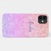 Oranje Roze Glitter Elegant Persoonlijk Case-Mate iPhone Case (Achterkant (horizontaal))