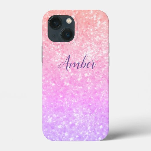 Oranje Roze Glitter Glans Elegant Persoonlijk Case-Mate iPhone Case (Achterkant)