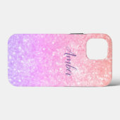 Oranje Roze Glitter Glans Elegant Persoonlijk Case-Mate iPhone Case (Achterkant (horizontaal))