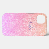 Oranje Roze Glitter Glans Elegant Persoonlijk Case-Mate iPhone Case (Achterkant (horizontaal))
