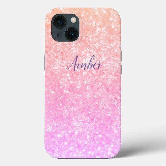 Oranje Roze Glitter Glans Elegant Persoonlijk Case-Mate iPhone Case (Achterkant)