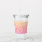 Oranje Roze Glitter & Sparkle Monogram Verjaardag Acryl Drinkbeker (Links)