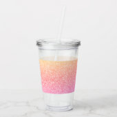 Oranje Roze Glitter & Sparkle Monogram Verjaardag Acryl Drinkbeker (Achterkant)