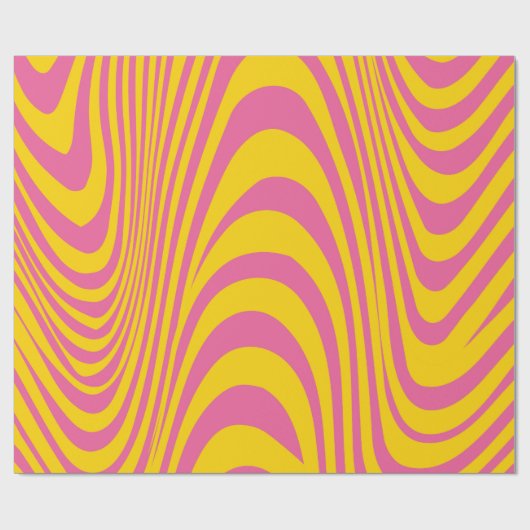 Oranje roze golvende patroonretro inpakpapier (Vlak)