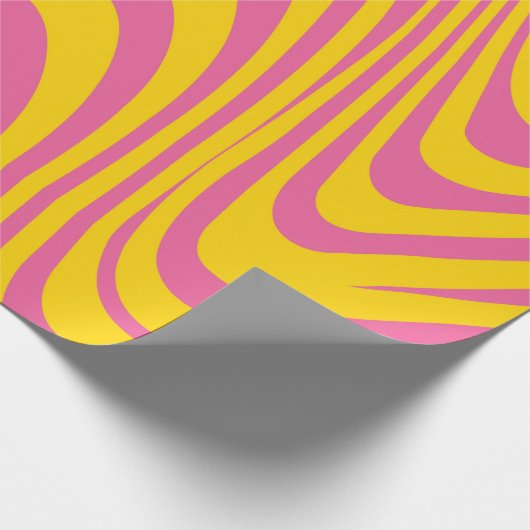 Oranje roze golvende patroonretro inpakpapier (Hoek)