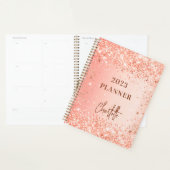 Oranje roze goud glitters naam script 2023 planner (Display)