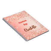 Oranje roze gouden naam script notitieboek (Rechterzijde)