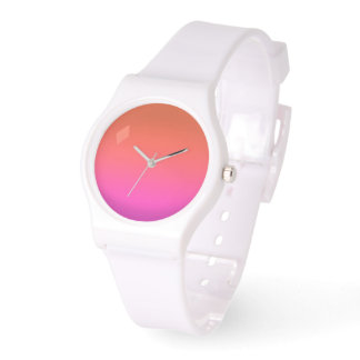 Oranje roze gradiënt wijzerplaat witte siliconen horloge