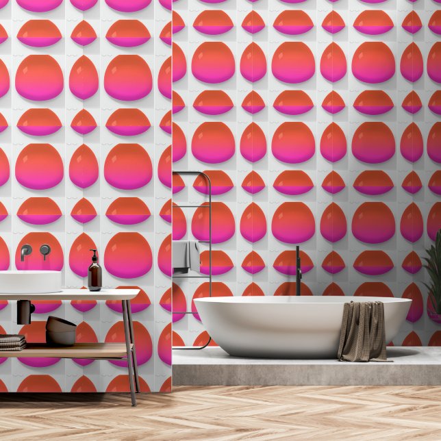 Oranje roze gradiëntglazen druppeltjes behang (Badkamer)