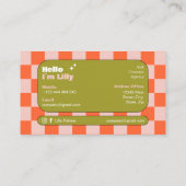 Oranje Roze Groen Retro Checkerboard Boho Visitekaartje (Achterkant)