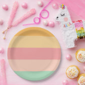 Oranje roze groene strepen papieren bordje (Feest)