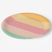 Oranje roze groene strepen papieren bordje (Gekanteld)