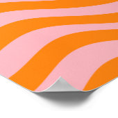 Oranje roze Groovy Retro Abstract Wave Y2K Patroon Poster (Hoek)