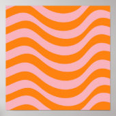 Oranje roze Groovy Retro Abstract Wave Y2K Patroon Poster (Voorkant)