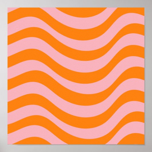 Oranje roze Groovy Retro Abstract Wave Y2K Patroon Poster (Voorkant)