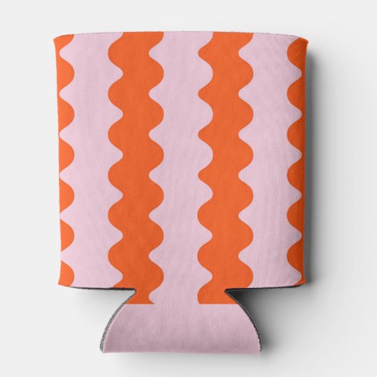 Oranje Roze Groovy Stripe Minimalistische Lente Zo Blikjeskoeler (Achterkant)