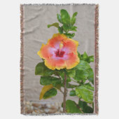 Oranje roze Hibiscus flower Throw Blanket Deken (Voorkant Verticaal)