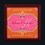 Oranje   Roze Jubileum voor weddenschap tussen das Cadeaudoosje<br><div class="desc">Unieke en stijlvolle fractale kunstkant in vers oranje en zoete roze kleerkleerhangers ontwerp - Verfijnd en elegant aangepast cadeau voor bruiloft, Jubileum of verloving. Personaliseer je met namen, verjaardagsdatum en monogram of nummers - gemaakt in een prachtige, houten cadeaudoos om rimpetten en juwelen te bewaren voor je speciale keepsakes. Maakt...</div>
