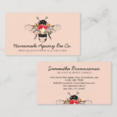 Oranje roze klasje — Heart Floral Apiary Honey Bee Visitekaartje (Voorkant / Achterkant)