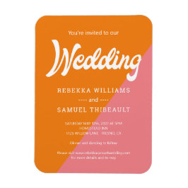 Oranje roze kleurenblok Retro Weddenschap Magneet