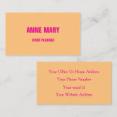 Oranje Roze Kleurrijke Bright Event Planner 2025 Visitekaartje (Voorkant / Achterkant)