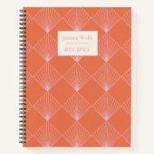 Oranje roze kunstdecopatroon gepersonaliseerd rece notitieboek (Voorkant)