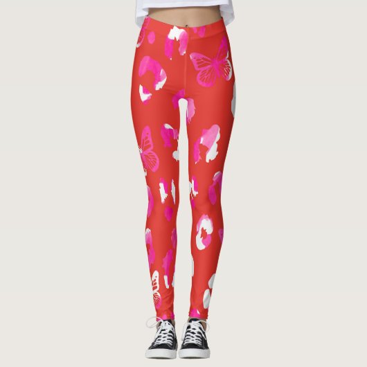 Oranje roze lavlinder leggings (Voorkant)