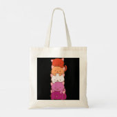 Oranje-roze Lesbian Pride Flag Cute Kawaii Cat Tote Bag (Achterkant)
