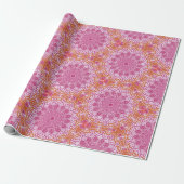 Oranje roze Mandala Patroon Cadeaupapier (Uitgerold)