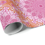 Oranje roze Mandala Patroon Cadeaupapier (Rol Hoek)