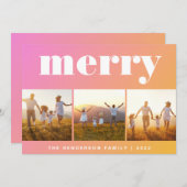 Oranje roze minimale moderne foto feestdagenkaart (Voorkant / Achterkant)