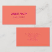 Oranje Roze Modern Bold Hair Stylist Salon Minimaa Visitekaartje (Voorkant / Achterkant)