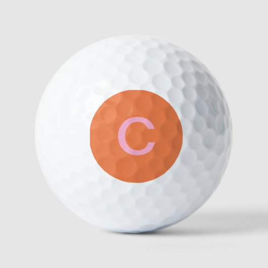 Oranje Roze Monogram Initiaal Moderne Aangepaste K Golfballen (Voorkant)