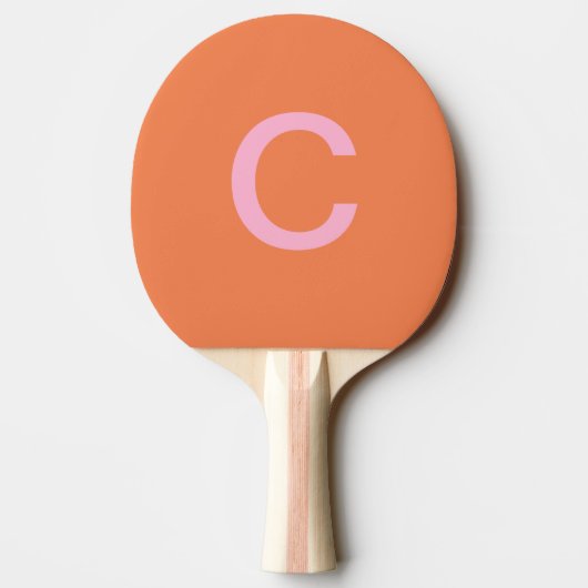 Oranje Roze Monogram Initiaal Moderne Aangepaste K Tafeltennisbatje (Achterkant)