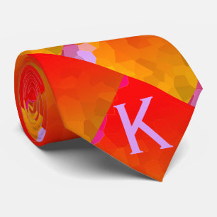 Oranje Roze Monogrammen Funky Geometrische Patrone Stropdas