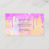 oranje roze neon elegant visitekaartje (Achterkant)