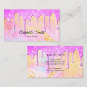 oranje roze neon elegant visitekaartje (Voorkant / Achterkant)