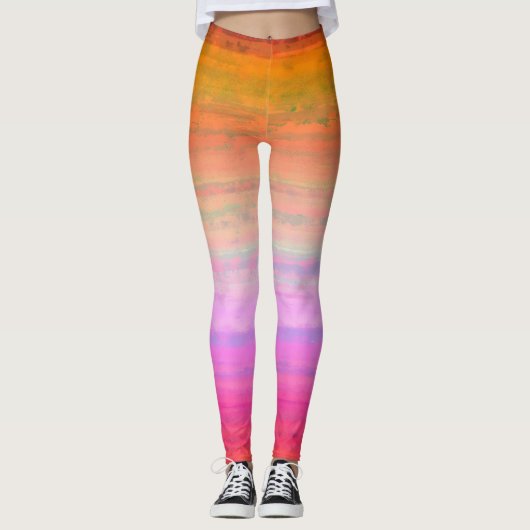 Oranje Roze Ombre Leggings (Voorkant)