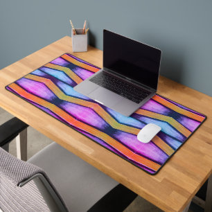 Oranje, roze, paarse en blauwe afbeeldingen bureaumat