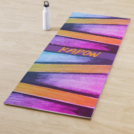 Oranje, roze, paarse en blauwe afbeeldingen yogamat