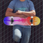 Oranje roze Paarse regenboog ombre palmboom koel Persoonlijk Skateboard<br><div class="desc">Bereid je voor om de warme zonneschijn op je straten te omarmen als je deze willige, kleurrijke fotoskateboard van een aantrekkelijke Californische palmboom gebruikt met een look, geel, oranje, roze en paarse regenboogombre. Maakt een retro koele en leuke verklaring elke keer als je het trottoir surf. Maakt een groot geschenk...</div>