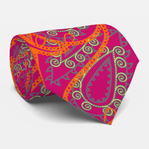 Oranje Roze Paisley Peacock Colors Weddenschap Str Stropdas