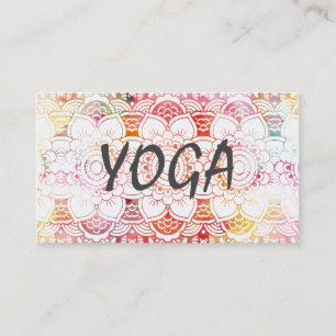 Oranje roze pastel waterverf floral mandala yoga visitekaartje