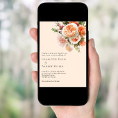 Oranje roze perzik bloemen bruiloft kaart