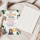 Oranje Roze Pet Onze Cheeky Monkey Verjaardag Kaart